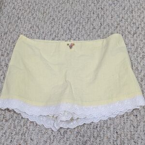 Bailey Rose Yellow Shorts with Lace Trim